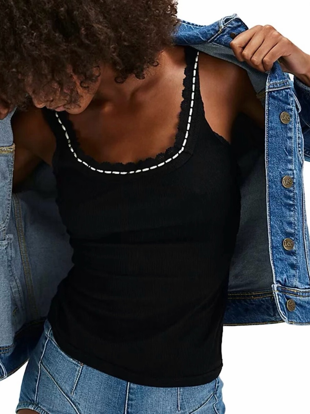 Free People Intimately Only You Ribbed Tank in Black Sz S NWT